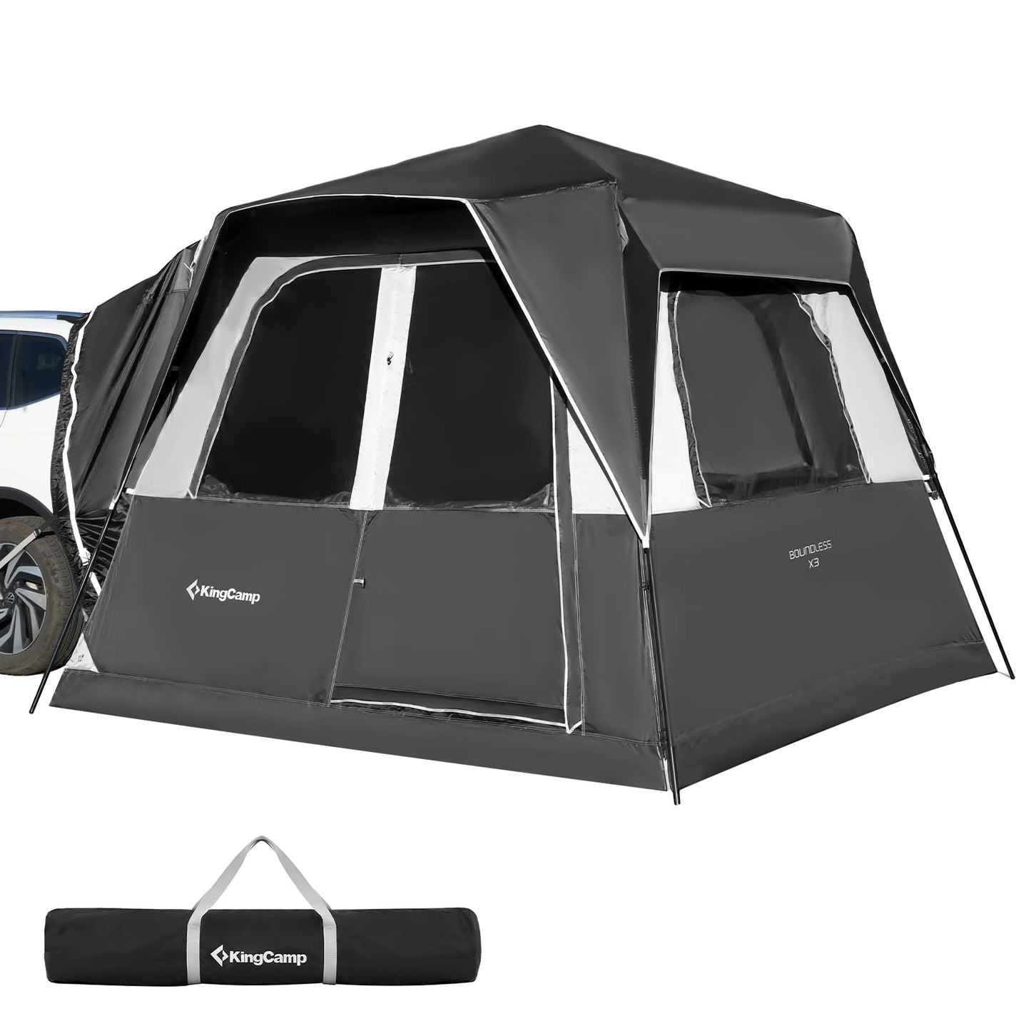KingCamp SUV Tent for Camping, 6-8 Person Instant Tailgate Car Tent with Movie Screen, Waterproof Windproof Family Camping Tent Fits SUV Truck Jeep, Easy Setup Outdoor Shelter
