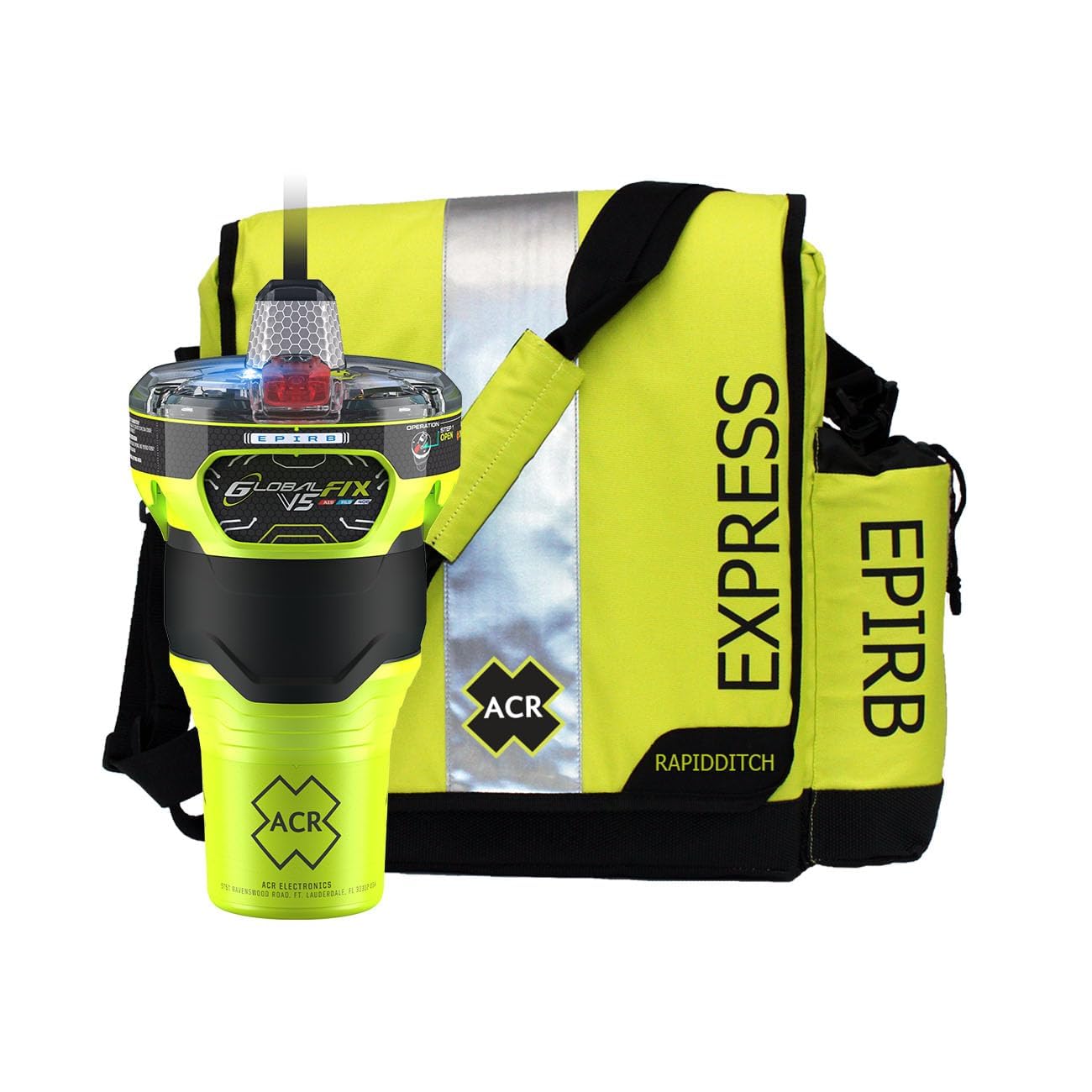 ACR GlobalFix V5 AIS EPIRB Survival Kit - Abandon Ship RapidDitch Bag - SOS, GPS, Global Coverage, RLS - Local AIS & Global Satellite Emergency Signaling for Boating Search & Rescue - Bundle Kit