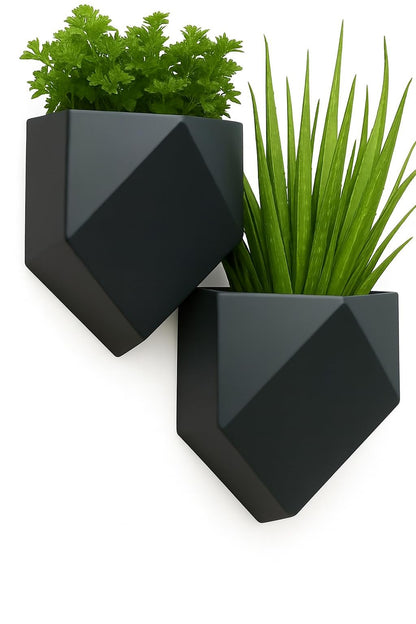 Trius Wholesale Collective Vertical Garden Wall Planters – 2-Pack Modern Matte Black Geometric Pots for Indoor Plants, Wall Vase, Indoor and Outdoor Use 6"