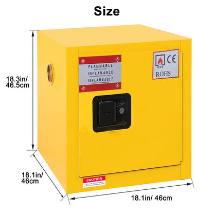 koxuyim Hazardous Steel Flammable Liquid Storage Cabinet 18.1" x 18.1" x18.3", Industry Safety Liquid Storage Fireproof Leakproof Cabinet Galvanized for Commercial Industrial and Home Use (4 Gal)