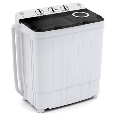 Giantex Portable Washing Machine, 17.6lbs Compact Washer Spinner Combo with Pump Drain, Twin Tub 11lbs Wash & 6.6lbs Spin, Lavadoras Portatiles for Apartment RV Dorm College (White & Black)