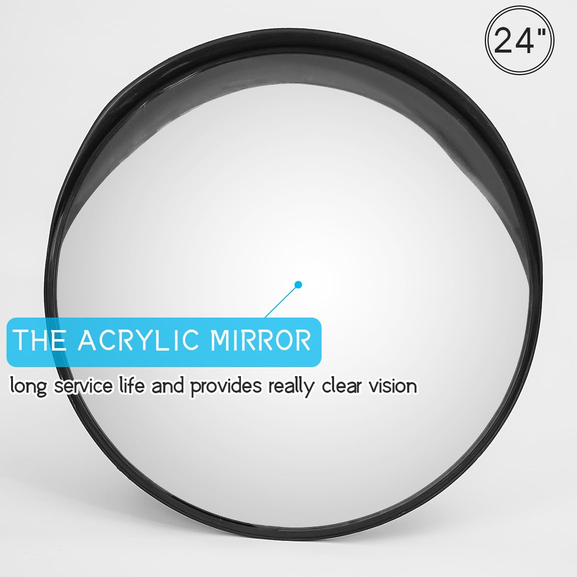 Morimoe Safety Convex Mirror, Acrylic Curved Traffic Mirror, Adjustable Bracket for Outdoor Indoor, Wide Angle Clear View (Size: 24")