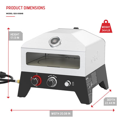 Nexgrill 12 in. Outdoor Gas Pizza Oven Portable Propane Pizza Grilling Stove, Easy Rotation System, Outdoor Kitchen, 15000BTUs, 182 sq. in. cooking space, Rear Access Smoker Box, Portable, 820-0084B
