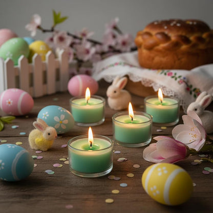 Mint Green Tea Lights Set of 24, Mint Scented Tealight Candles, Handmade Tea Candles, Long Burning Tealights for Romantic Wedding Home Decor Gift