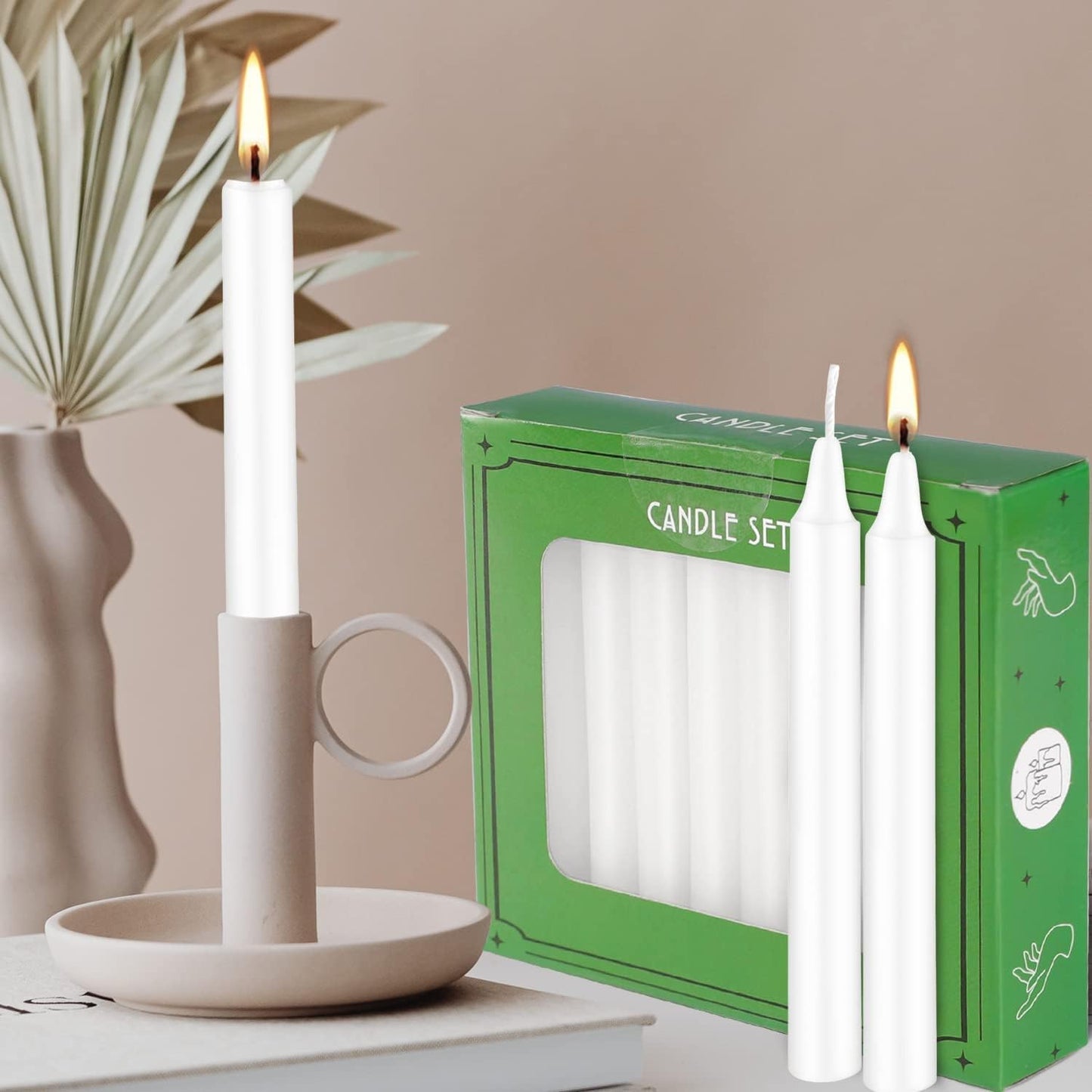 YOROXRG Set of 40 White Candles Mini Unscented Taper Candles for Christmas,Household, Wedding, Rituals, Prayer, Birthdays, Meditation, Altar,Party and Home Décor Candlesticks - 4 Inch Tall