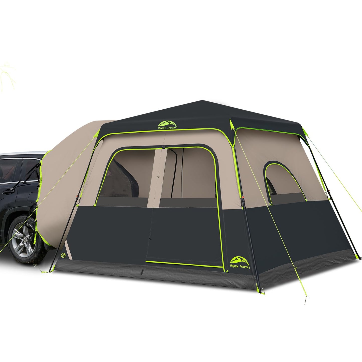 Happy Travel SUV Tents for Camping, 6 Person Instant Tent with 60 Seconds Easy Setup, Waterproof Car Tailgate Cabin Tent with Rainfly for Family Camping, Expandable Carry Bag,10' W X 10' L X 7.1' H