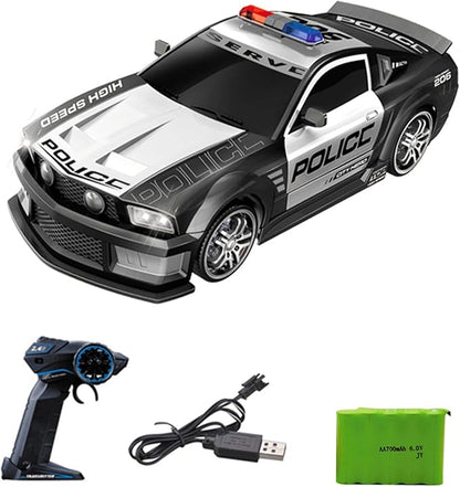 GoolRC 1:12 Scale RC Drift Car 2.4GHz Remote Control Police Vehicle with Lights and Siren 4WD Drift GT RC Cars Vehicle High Speed Racing Drifting Car Gifts for Teen Adults