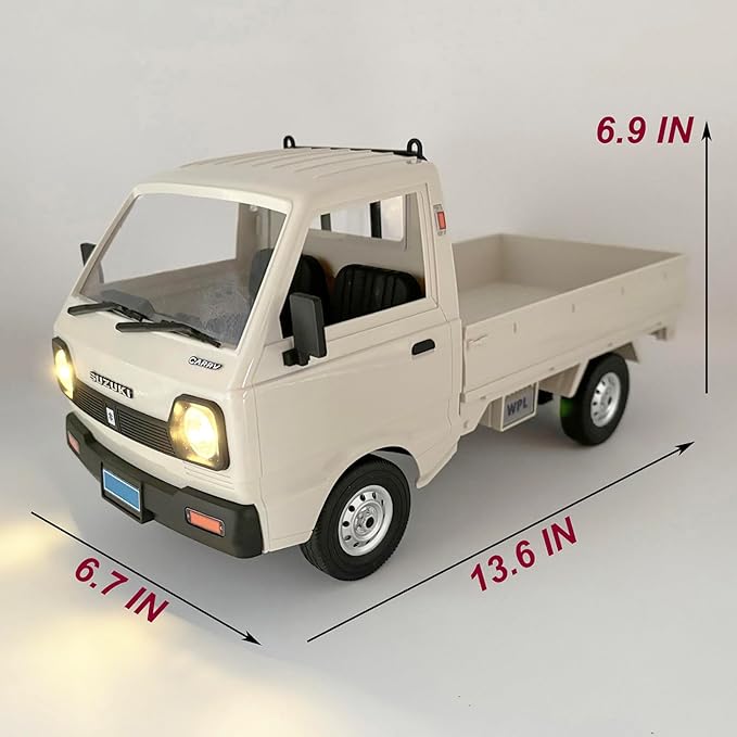 WPL D14 RC Kei Truck 4x4 Suzuki RC Car 1/10 Scale Remote Control Drift Car 4WD 2.4 GHz 280 Motor Proportional Throttle Seering Carry Vehicle Revised Chassis Hobby Toy Adult 2 Batteries