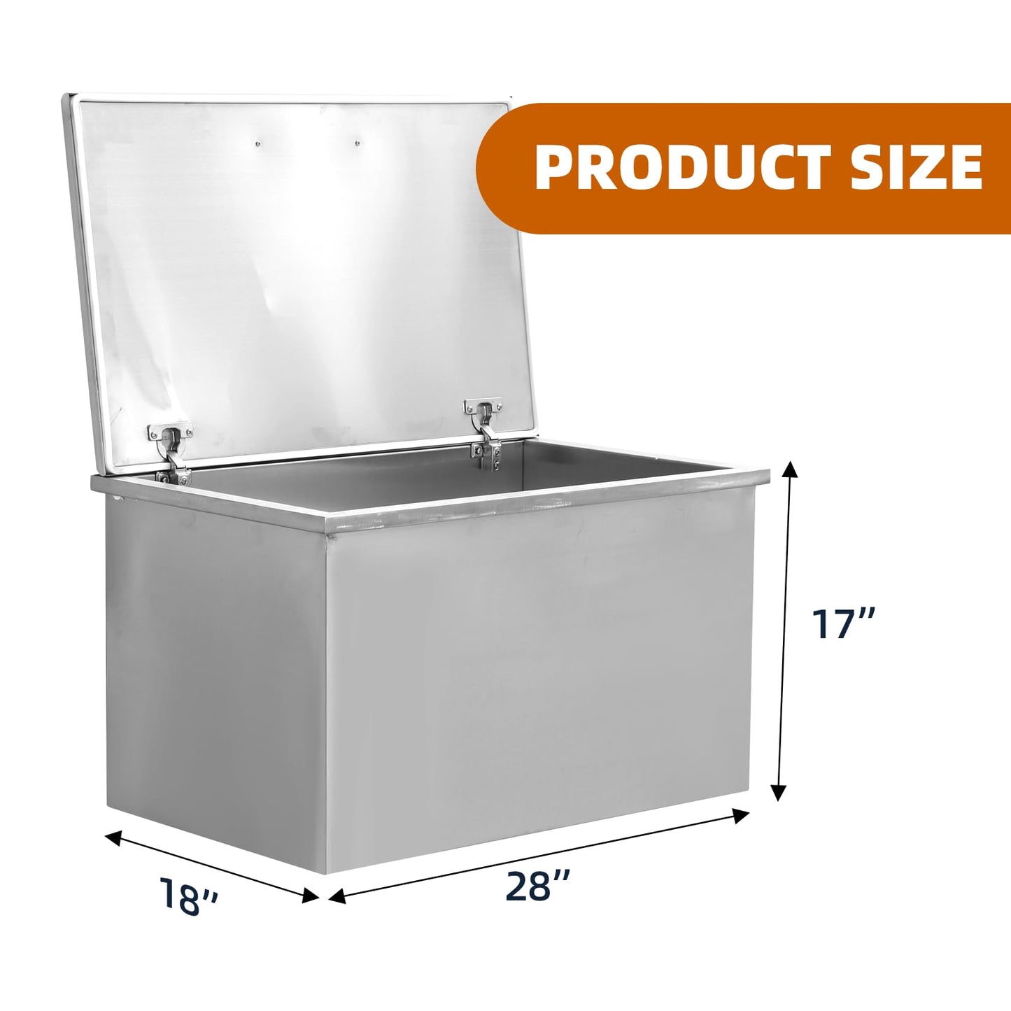 83QT Drop in Ice Chest, Stainless Steel Ice Cooler, Commercial Ice Bin with Cover, Outdoor Kitchen Ice Bar, Drain-Pipe and Drain Plug Included, for Cold Wine Beer