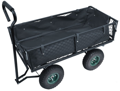 Elevon Heavy Duty Garden Cart, 400 Lb Weight Capacity, Liner Included, Mesh Steel Folding Utility Wagon with Removable Sides and 10in Pneumatic Tires,Black
