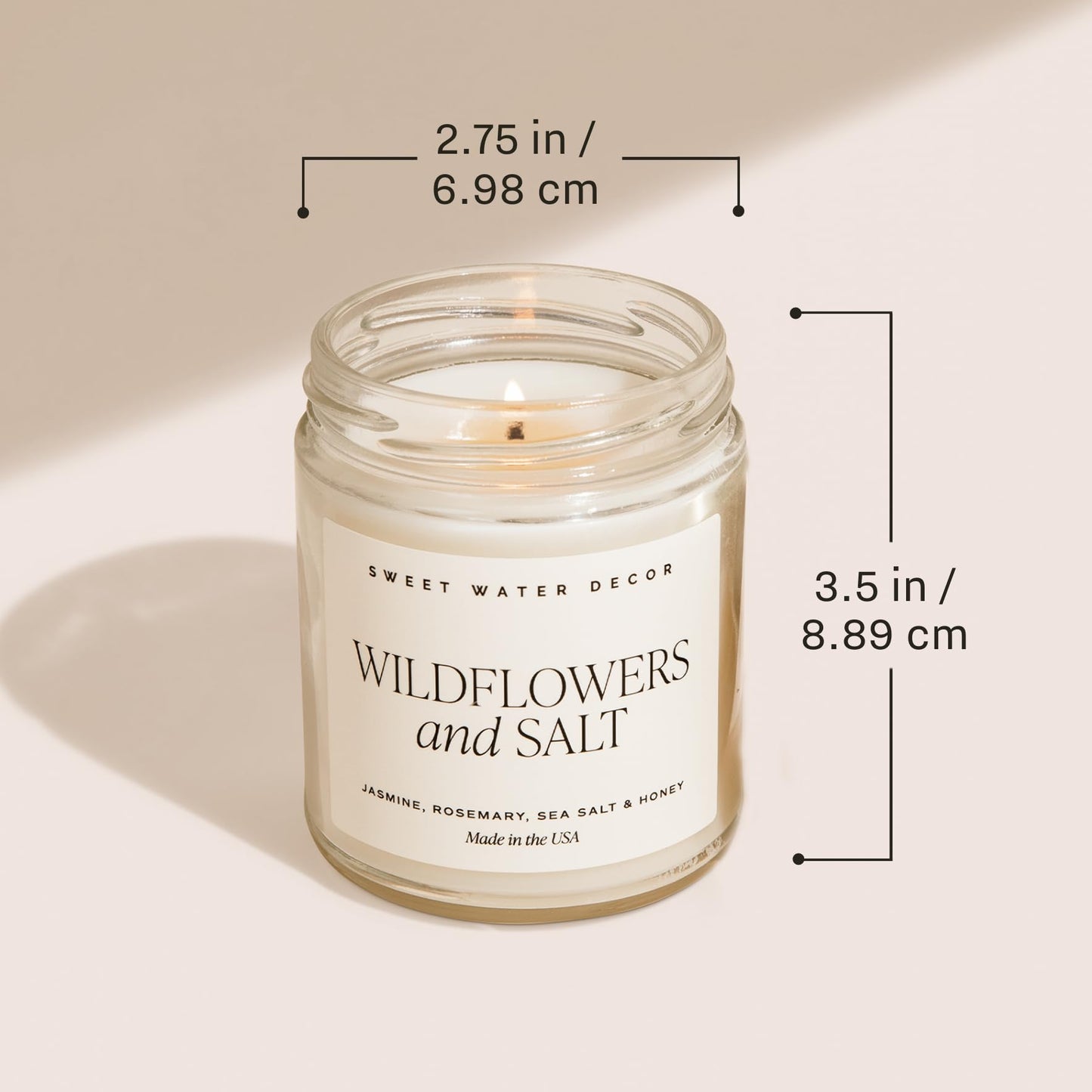 Sweet Water Decor Weekend Candle - Soy Citrus, Grapefruit, Sage, Amber, and Oakmoss Scented Earthy Candles for Home - 9oz Clear Jar with Gold Lid, 40+ Hour Burn Time, Made in The USA