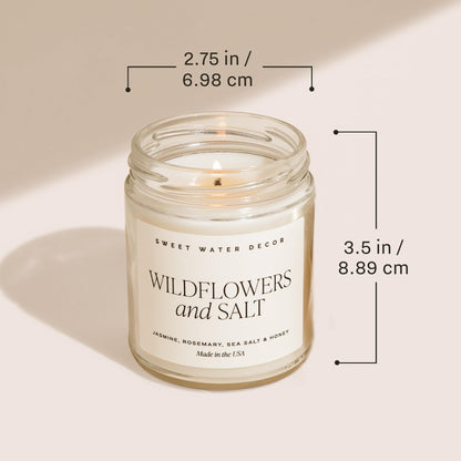 Sweet Water Decor Salt and Sea Patterned Candle – Soy Candles with Sea Salt, Citrus, Musk, Amber Aroma– 40 Hour Burn – 9oz Clear Glass Jar – Ocean Summer Candles for Home Decor
