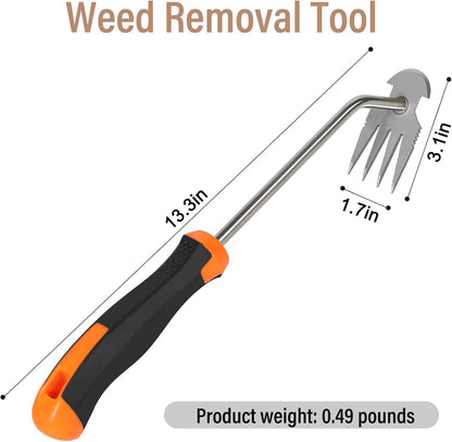 SIXCAR Weed Remover Tool - Portable Garden Weeder for Effortless Uprooting & Planting | Rubber Handle