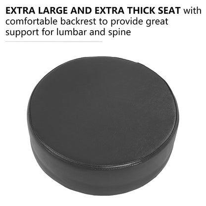 Grace&Grace Height Adjustable Swivel Rolling Stool with Back Extra Thick Seat for Ultimate Comfort for Salon, Studio, Shop, Kitchen (Black,with Foot Rest)