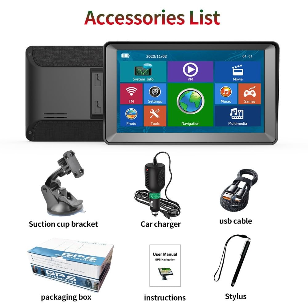 7-inch External Portable Navigation Device, Car-Mounted HD 8G+256M Universal for Passenger and Cargo Vehicles