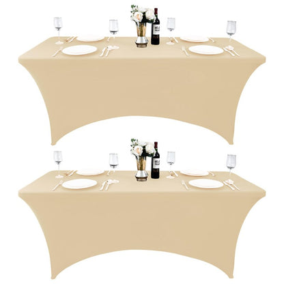 ZarzaaSik 2-Pack 8ft Spandex Table Covers for Rectangle Folding Tables - Washable Elastic Tablecloth - Ultimate Fitted Table Protector for Birthday Parties, Trade Shows, Banquet