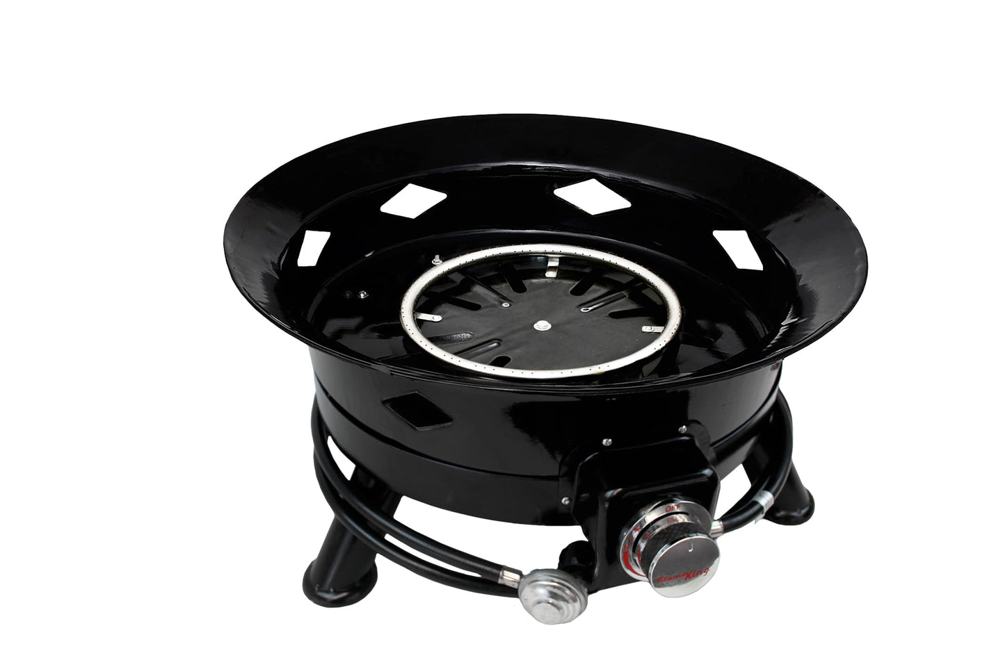 Flame King Smokeless Propane Fire Pit, 24-inch Portable Firebowl, 58K BTU with Self Igniter, Cover, & Carry Straps for RV, Camping, & Outdoor Living