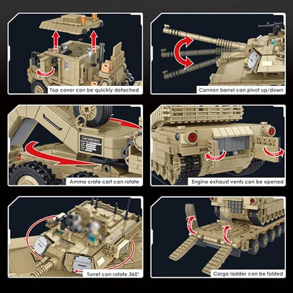 Military M1070 Armored Vehicles Building Kit WW2 Military Tank Building Block Set WW2 Armored TankGreat Gifts Adult Sets for Men3483 Pieces