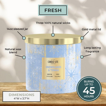 Candle-lite Holiday Scented Candles, Almond Blossom with Cashmere Woods, 14 oz 3-Wick Jar Candle, Proudly Poured in USA, Christmas Home Decor, 45 Hours of Burn Time, Holiday Gift for Men and Women