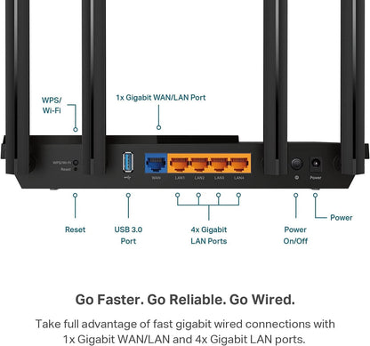 TP-Link Dual-Band AX3000 Wi-Fi 6 Router Archer AX55 | Wireless Gigabit Internet Router for Home | EasyMesh Compatible | VPN Clients & Server | HomeShield, OFDMA, MU-MIMO | USB 3.0 | Secure by Design