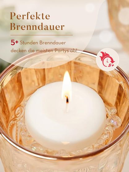 Ashlux White Floating Candles 2 inch, 24 Pack Floating Candles 5-6 Hours Long Burning, Unscented Floating Candle for Centerpieces, Wedding, Christmas Lights, Romantic Night for Her/Him Set
