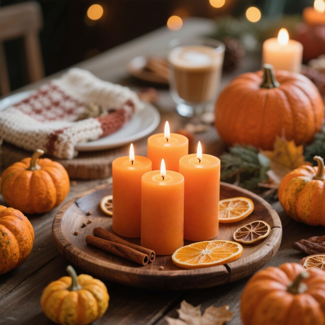 4-Pack 2x4 Inch Orange Pillar Candles – Unscented Dripless and Long Burning Candles, Good for Dinner Parties Fall Harvest Halloween Thanksgiving Home Décor