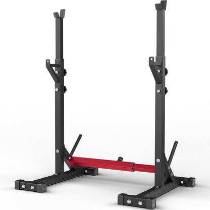 Holleyweb Squat Rack Stand Adjustable Barbell Stand Rack Bench Press Rack Multi-Function Strength Weight Rack Home Gym, Red, 42 inches (A-YD11010)