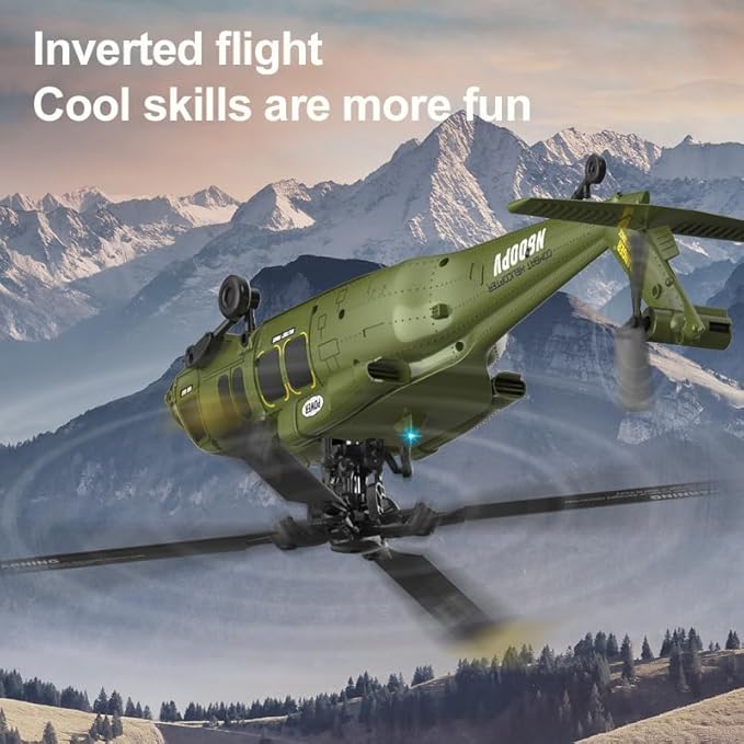 X-MechFun Black Hawk K200 RC Helicopter - 6CH Simulation RC Aircraft with Optical Flow &amp Altitude Hold &amp One-Key Inverted Flight 2.4Ghz Remote Console Helicopter Model for Hobbyists