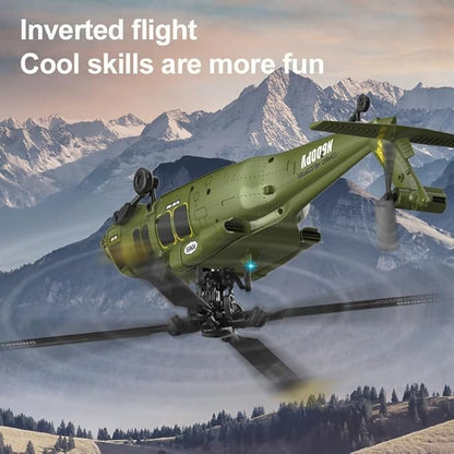 Hanll Black Hawk K200 6CH Simulation RC Helicopter with Brushless Motor Optical Flow &amp Altitude Hold One-Key Inverted Flight 2.4G Remote Control High Simulation Aerobatic Model (Green/3 Batter