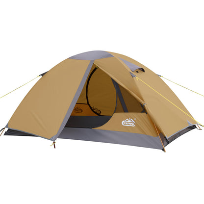 2 Person Backpacking Tent, Waterproof Windproof Two Person Tent, Lightweight Easy Setup 2 Man Tent for Camping, Hiking, Biking, Cycling, Motorbiking, Mountaineering - Khaki
