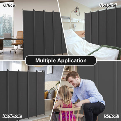 Kokorona 6 Panel Room Divider, 6FT Tall Folding Privacy Screen Wall Dividers, Portable Privacy Screen Freestanding Room Divider for Room Separation, Included - Cover Strips, Grey, 120''W x 72''H