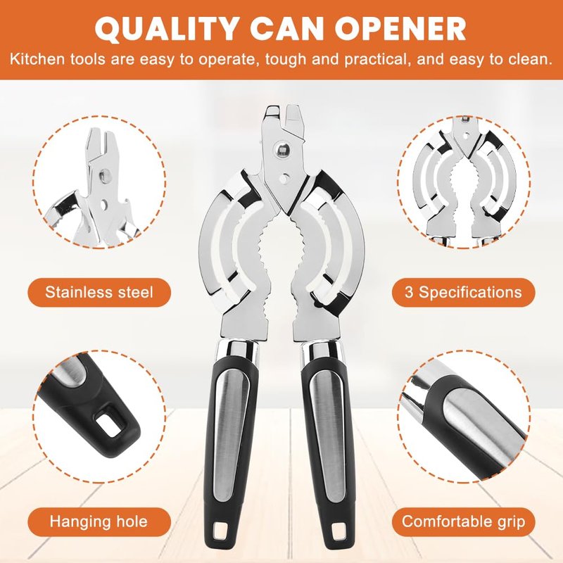 Jar Opener, Stainless Steel Jar-Lid Opener, Multifunctional Jar-Opener for Weak Hands, Beer Bottle-Opener for Arthritic Hands, Seniors with Arthritis