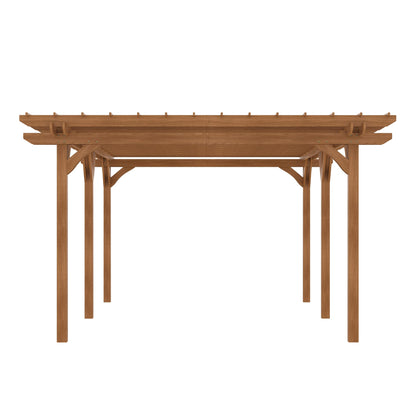 Outsunny 12' x 20' Outdoor Pergola, Wood Gazebo Grape Trellis with Stable Structure for Climbing Plant Support, Garden, Patio, Backyard, Deck, Brown