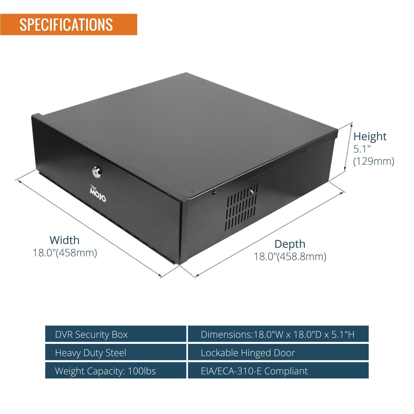 Tecmojo DVR Lock Box with Fan, Heavy Duty Electronics Security Box for NVR, POE Switch, Document, Metal Security Storage in Stores, Office, Home(18×18×5in)