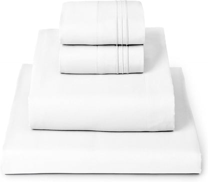 Mellanni Full Sheets Set - 4 PC Hotel Luxury Bedding | Extra Soft, Cooling, Wrinkle-Resistant (Full, White)