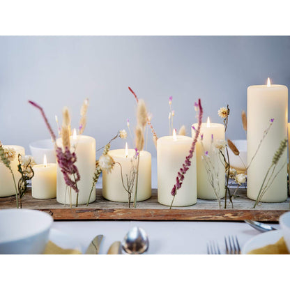 BOLSIUS 6 Ivory Pillar Candles Bulk - 3x4 Inches Candle Set - 40+ Hours Clean Burning - No Palm Oil - 0% Animal Fat - Premium European Quality - Unscented Dripless Restaurant Pillars
