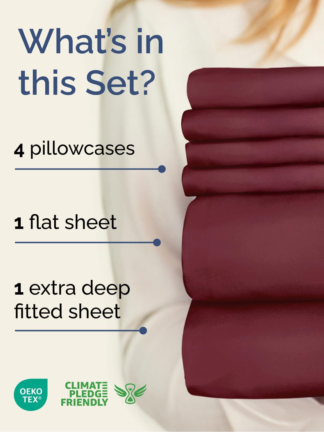 Skiennix Extra Deep Full Sheet Set - 6 Piece Breathable Cooling Bedding - Soft Wrinkle-Free Burgundy