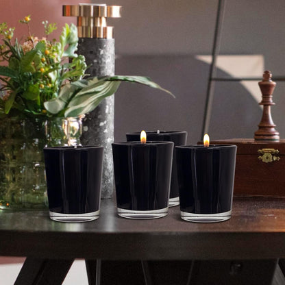 12 Pack Black Unscented Glass Filled Votive Candles, Soy Wax Candle Ideal Gifts for Spa Weddings Birthdays Holidays Party