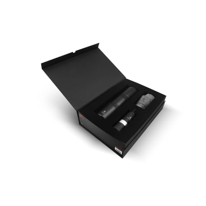 VSSL Nest Pour Over Coffee Kit + Java G25 Grinder Gift Set, Contains Two 10 Oz Mugs, Splash Proof Lid, Pour Over Coffee Dripper, Java G25 Grinder and Storage Connector, Black