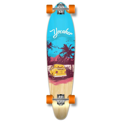 Yocaher Longboard Skateboard Complete Kicktail Cruiser 40" x 10" w/Premium Black Grip Tape, Heavy Duty Aluminum Alloy Truck, 71mm Longboard Wheels (Complete - Kicktail - Blue N' Red)