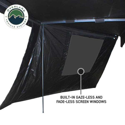 Overland Vehicle Systems - XD Nomadic 270 - Awning Wall 3 W/Black Out, Driver Side, Grey Hex, Black Trim W/Storage Bag