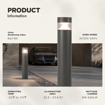 Linkmoon 31.5'' Outdoor Pathway Lights Hard Wired, IP65 Waterproof Driveway Lights, AC100-240V Path Light, 3000K LED Bollard Light Outdoor, Modern Landscape Lighting for Walkway Garden Lawn Patio Yard