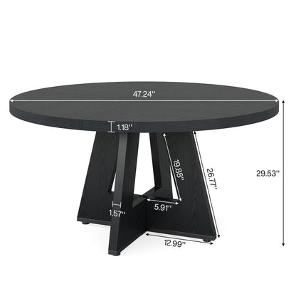 Tribesigns 47-Inch Round Conference Table for 4-6 People, Wooden Meeting Room Table with Thicken Tabletop and Wood Base (Black)