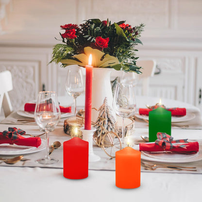 Unscented Color Pillar Candles Set of 12-2x3 inch - Dripless and Smokeless Large Pillar Candles, 20-Hours Long Burning Time Paraffin Candle for Dinner Table, Christmas and Home Deco