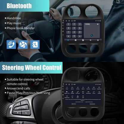 Car Radio for Jeep Compass Patriot 2010-2016, 10.1 inch Touch Screen Android 13 2G RAM 64G ROM Carplay/Android Auto/Mirror Link/SWC/Bluetooth/WiFi AHD Backup Camera