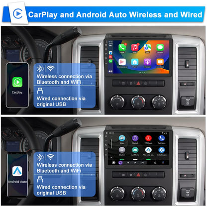 Car Stereo Radio for Jeep Wrangler JK 2007-2018 Dodge RAM 1500 Chrysler Compass Grand Cherokee, Android 13 2GB 64GB 10 Inch Touchscreen, Wireless CarPlay Android Auto, Backup Camera, FM AM WiFi RDS