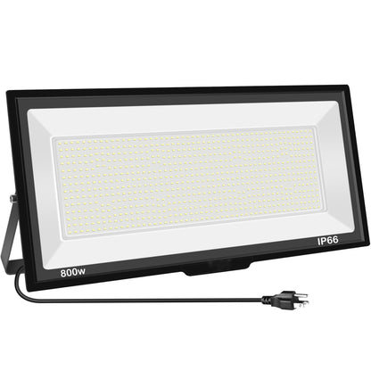 Sunkkes 800W LED Flood Light Outdoor, 6000K 80000LM Daylight White Security Lights Outside Lamp, IP66 Waterproof Exterior Floodlights Lighting for Garden Yard Stadium Arena