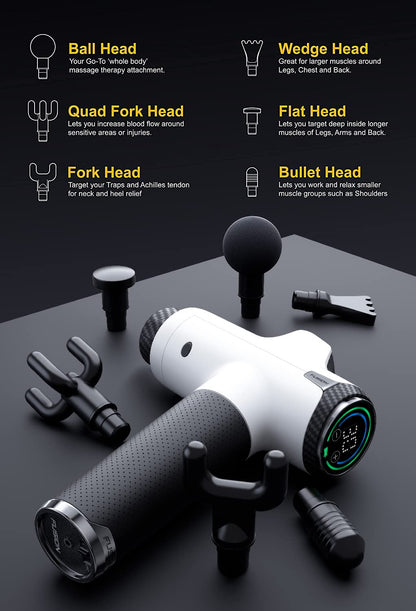 Fusion Black Pro Deep Tissue Massage Gun for Athletes - Percussion Massager for Pain Relief, Muscle Therapy and Relaxation