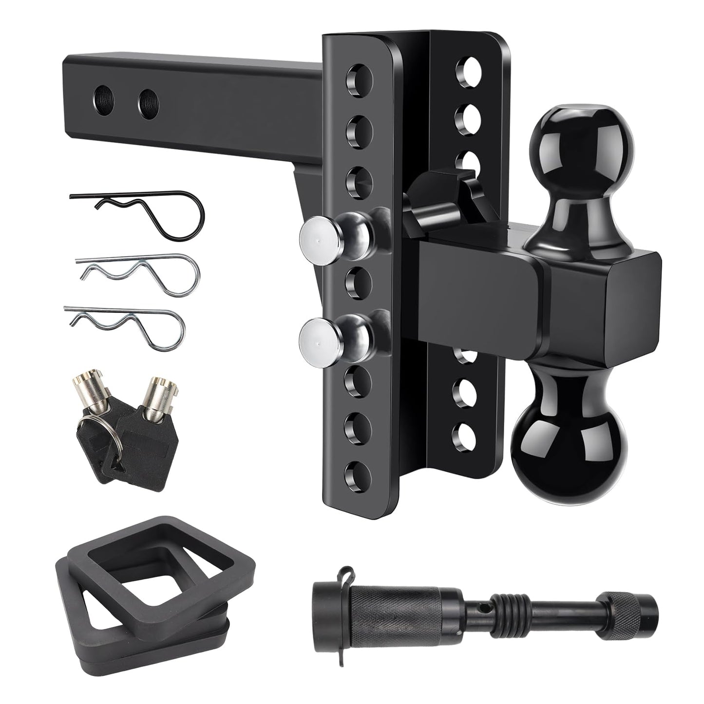 Adjustable Trailer Hitch Fits 2.5 Inch Receiver 6 Inch Drop/Rise, 2 & 2-5/16 Ball Hitches for Trucks, 22000 LBS GTW, Drop Hitch Tow Hitch Trailer Hitches with Anti-Theft Pin Solid Ball Mount