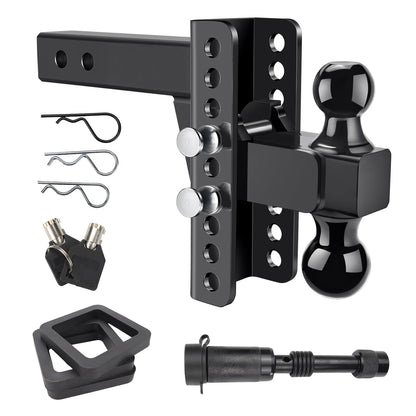 Adjustable Trailer Hitch Fits 2.5 Inch Receiver 6 Inch Drop/Rise, 2 & 2-5/16 Ball Hitches for Trucks, 22000 LBS GTW, Drop Hitch Tow Hitch Trailer Hitches with Anti-Theft Pin Solid Ball Mount